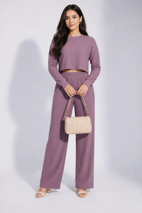 Pink Lycra Solid Oversized Strachable Coords Set