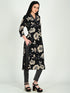 Black Cotton Blend  Floral Block Printed Kurta & Pant With Dupatta