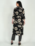 Black Cotton Blend  Floral Block Printed Kurta & Pant With Dupatta