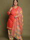 Peach Cotton Blend Printed Plus Size Ready to Wear Patiala Salwar Suit