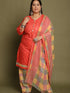 Peach Cotton Blend Printed Plus Size Ready to Wear Patiala Salwar Suit