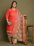 Peach Cotton Blend Printed Plus Size Ready to Wear Patiala Salwar Suit