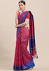 Magenta And Blue Cotton  Woven Traditional  Saree With Blouse Piece