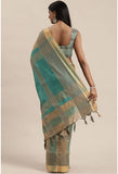 Green And Beige Cotton Silk  Printed Traditional  Saree With Blouse Piece