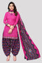 Pink Cotton Blend Printed Unstitched Salwar Suit Material