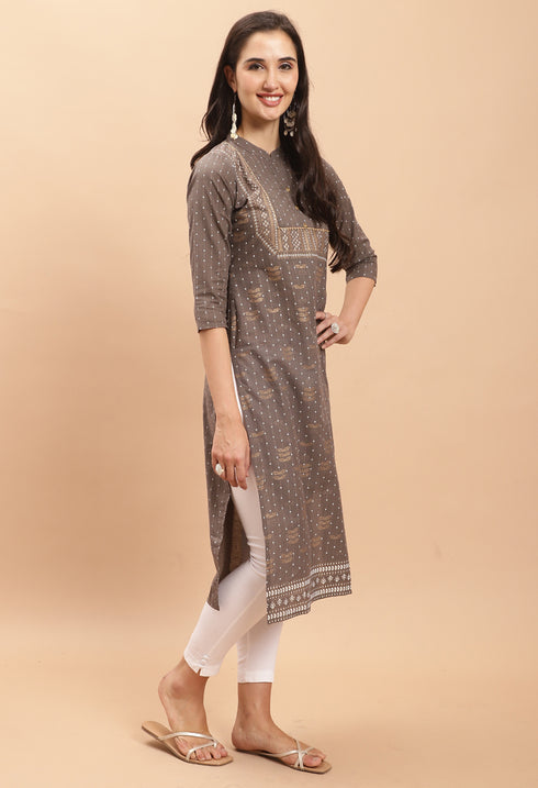 Grey Pure Cambric Cotton Kurti