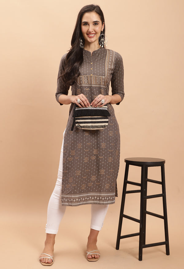 Grey Pure Cambric Cotton Kurti