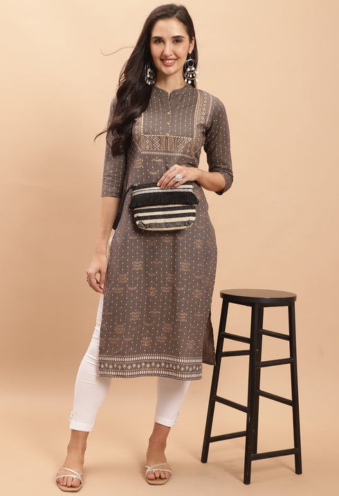 Grey Pure Cambric Cotton Kurti
