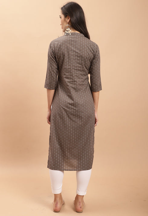 Grey Pure Cambric Cotton Kurti