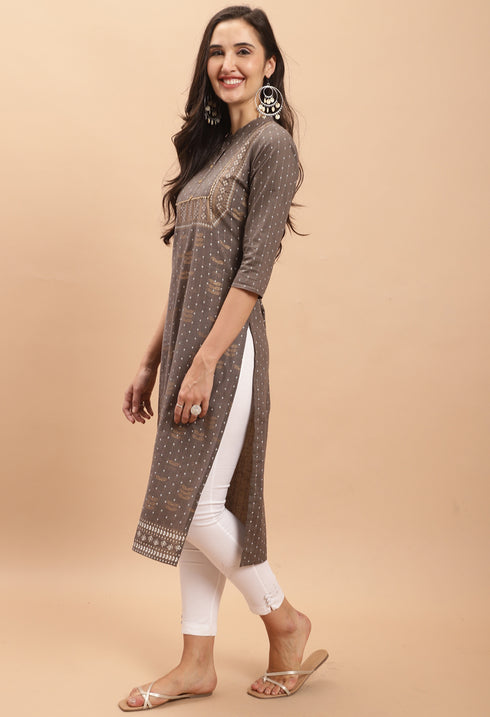 Grey Pure Cambric Cotton Kurti
