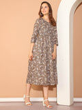 Brown Pure Cotton Floral Printed Gown