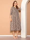 Brown Pure Cotton Floral Printed Gown