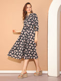 Black Women's Pure Cotton Floral Printed Gown