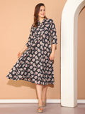 Black Pure Cotton Floral Printed Gown