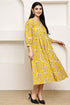 Golden Petal Elegance Jaipuri Printed Western Dress