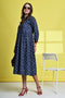 Blueberry Blossom Pure Cotton Jaipuri Printed Western Dress