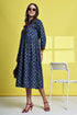 Blueberry Blossom Pure Cotton Jaipuri Printed Western Dress