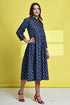 Blueberry Blossom Pure Cotton Jaipuri Printed Western Dress