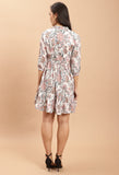 White Pure Cambric Cotton Jaipuri Printed Dress