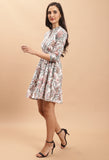 White Pure Cambric Cotton Jaipuri Printed Dress