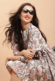 White Pure Cambric Cotton Jaipuri Printed Dress
