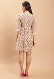 White Pure Cambric Cotton Jaipuri Printed Dress