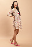 White Pure Cambric Cotton Jaipuri Printed Dress