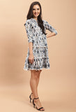 White Pure Cambric Cotton Jaipuri Printed Dress