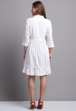 White Pure Cambric Cotton Embroidered Dress