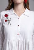 White Pure Cambric Cotton Embroidered Dress