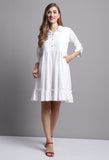 White Pure Cambric Cotton Embroidered Dress