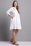 White Pure Cambric Cotton Embroidered Dress