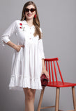 White Pure Cambric Cotton Embroidered Dress