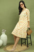 Cream Pure Cotton Jaipuri Printed Western Dress