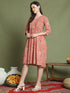Women's Orange Pure Cotton Jaipuri Printed Western Dress