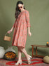 Women's Orange Pure Cotton Jaipuri Printed Western Dress