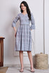 Grey Cotton Jaipuri Printed Western Dress