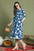 Blue Pure Cotton Jaipuri Printed Western Dress