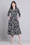 Women Black Pure Cotton Jaipuri Printed Western Dress