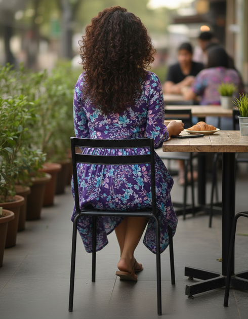 Purple Petal Play Cotton Jaipuri Printed Dress