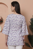 Lavender & White  Cotton Foil Printed Tunic