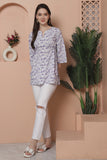 Lavender & White  Cotton Foil Printed Tunic