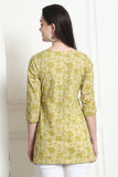 Lime Yellow Cotton Foil Printed Tunic