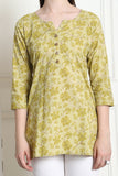 Lime Yellow Cotton Foil Printed Tunic