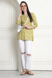 Lime Yellow Cotton Foil Printed Tunic