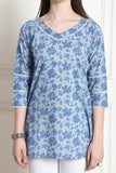 Sky Blue Cotton Foil Printed Tunic