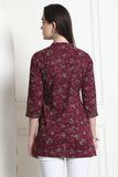 Wine Cotton Floral Printed Tunic