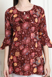 Maroon Cotton Floral Printed Tunic