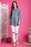 Grey & White Pure Cotton Bandhani Printed Tunic