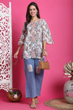 White Pure Cotton Floral Printed Tunic